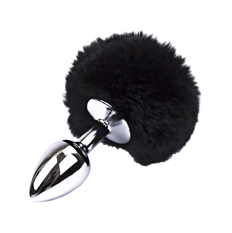 BASIC X Quentin kovový análny kolík s chvostíkom čierny