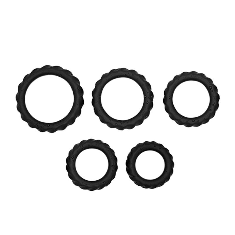 Romant Lock silikónové erekčné krúžky 5 ks - čierne