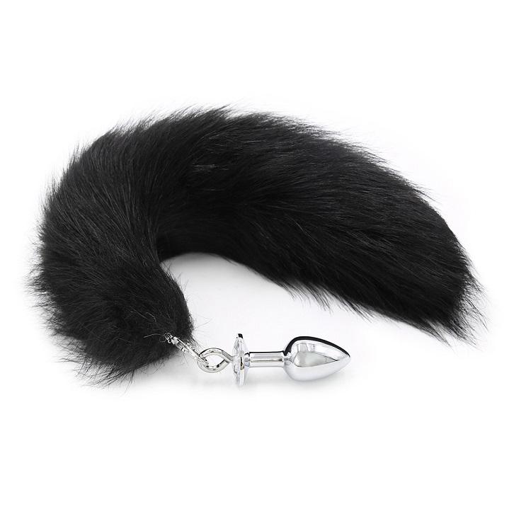 BASIC X kovový análny kolík s odopínateľným chvostom čierny