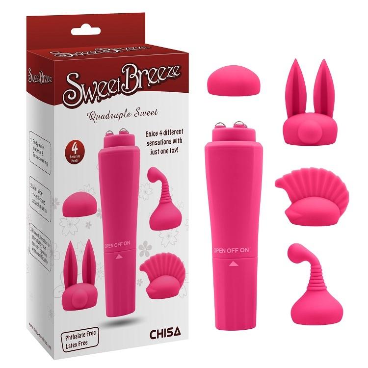 Sweet Breez Vibrátor na klitoris s nástavcami ružový