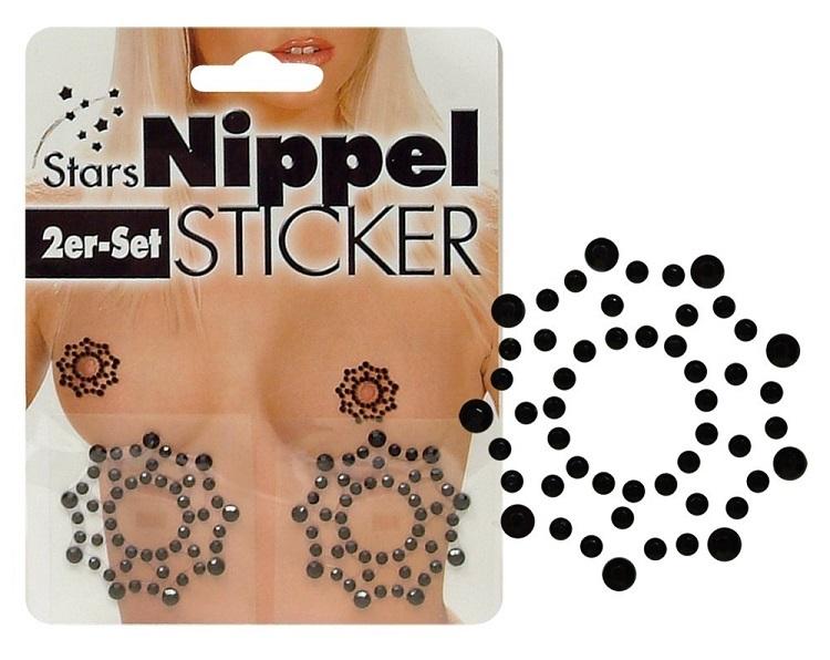 Nipple Stickers Stars Ozdoby na bradavky - čierne