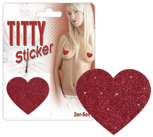Titty Sticker Ozdoby na bradavky srdiečka - červená