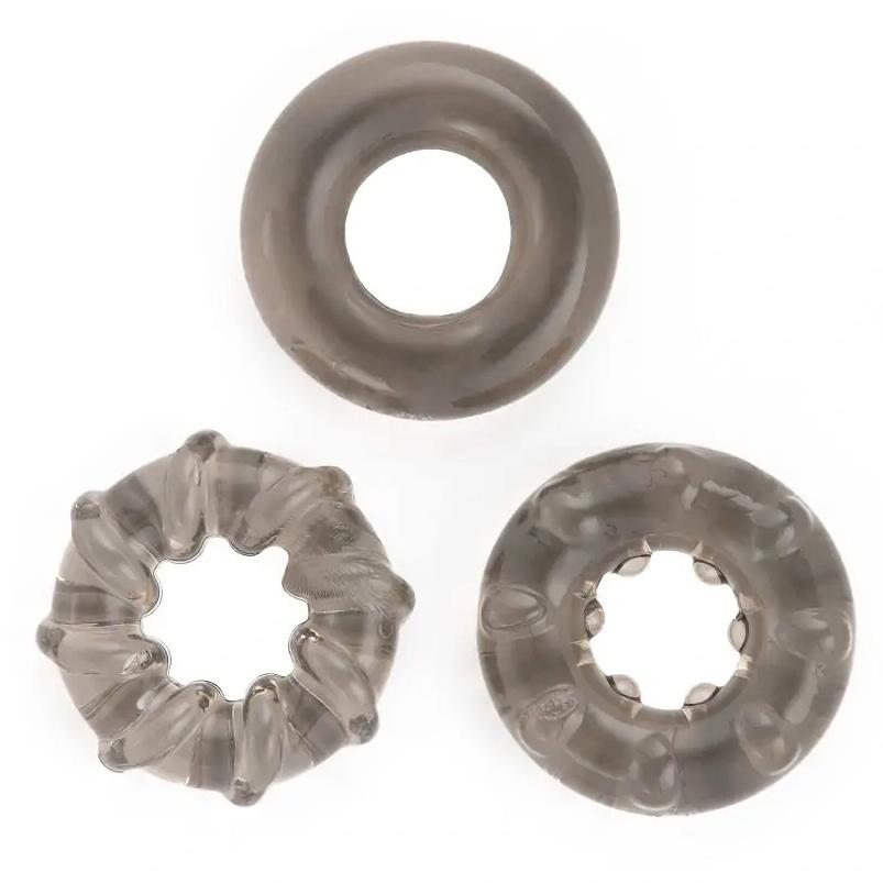 BASIC X Erekčné krúžky nevibračné 3 ks čierne