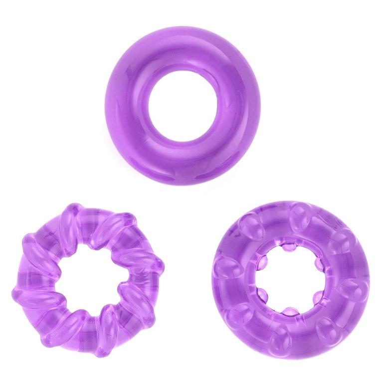 BASIC X Erekčné krúžky nevibračné 3 ks fialové BASIC X Erekčné krúžky nevibračné 3 ks fialové
