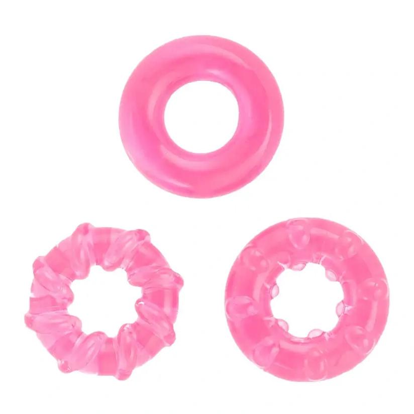 BASIC X Erekčné krúžky nevibračné 3 ks ružové BASIC X Erekčné krúžky nevibračné 3 ks ružové