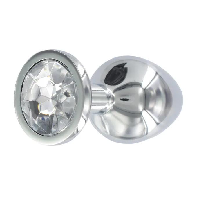 BASIC X Tommy kovový análny kolík s čírym kamienkom