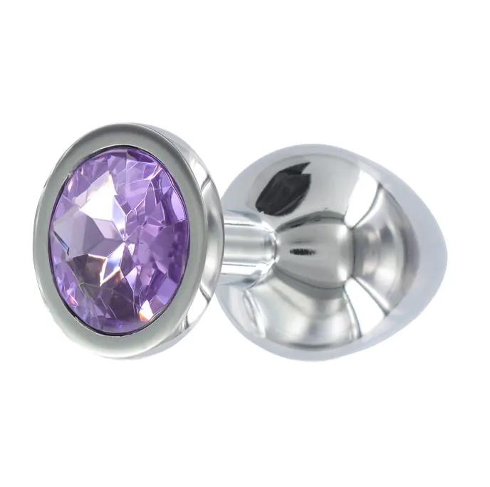 BASIC X Tommy kovový análny kolík s fialovým kamienkom