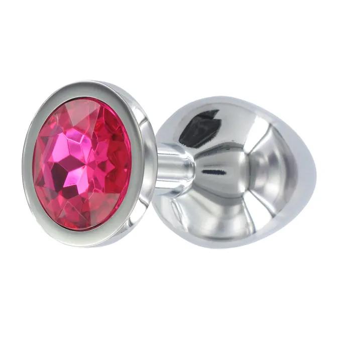 BASIC X Tommy kovový análny kolík s červeným kamienkom