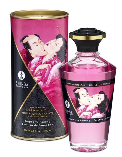 Shunga Hrejivý masážny olej s afrodiziakami - malina 100 ml