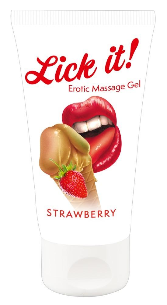 Lick it! Lubrikačný a masážny gél Jahoda 50 ml