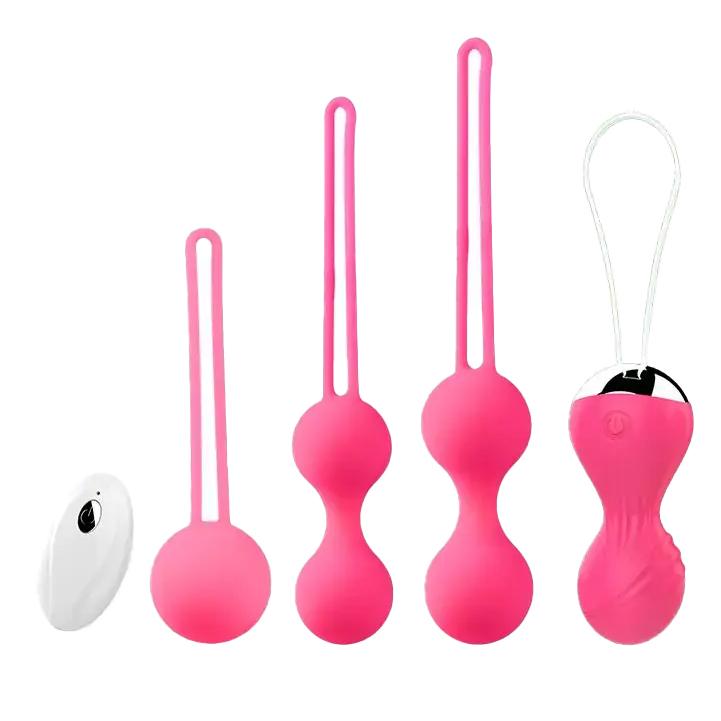 BASIC X Andrea venušine guličky a vibračné vajíčko set 4v1 ružové