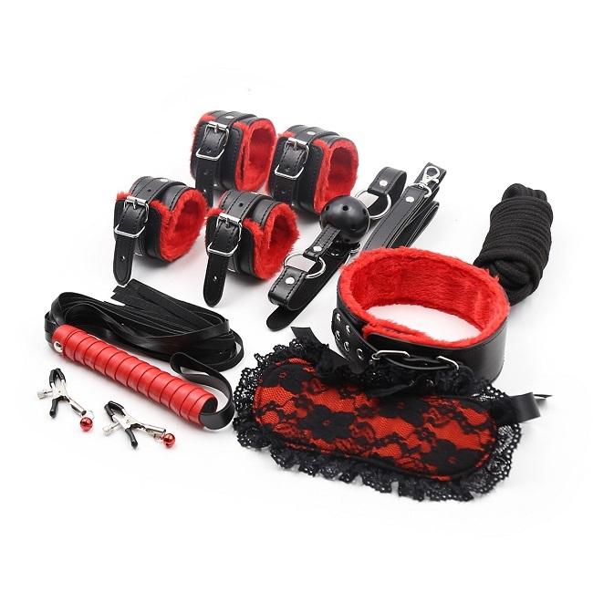 BASIC X Deväťstupňová BDSM sada čierno-červená