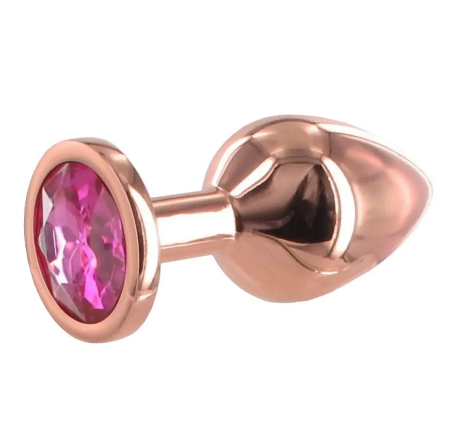 BASIC X Rosegold kovový análny kolík s kamienkom růuový vel. S BASIC X Rosegold kovový análny kolík s kamienkom růuový vel. S