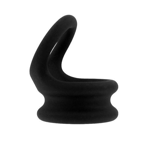 BASIC X Titus erekčný krúžok s návlekom na semenníky L čierny