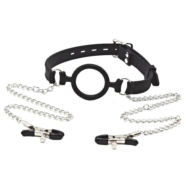 BASIC X náhubok so škripcami na bradavky čierny