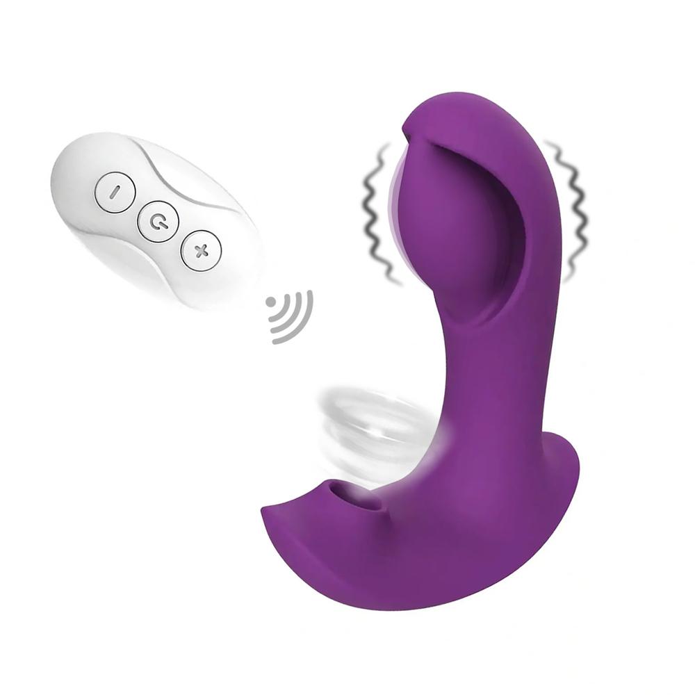E-shop Romant Theo vibrátor do nohavičiek s podtlakovým stimulátorom klitorisu fialový