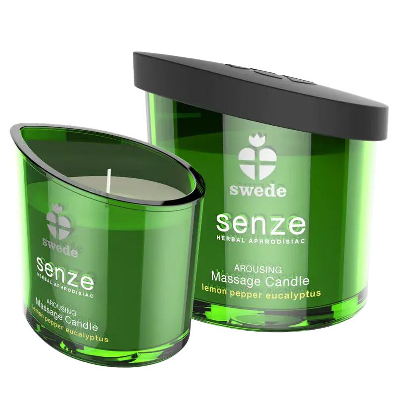 SENZE Povzbudzujúca masážna sviečka - citrón, korenie, eukalyptus 50ml