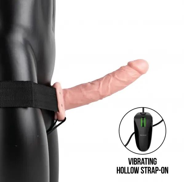 Realrock Vibrating Hollow Strap-on dutý pripínací penis 21 cm - telový