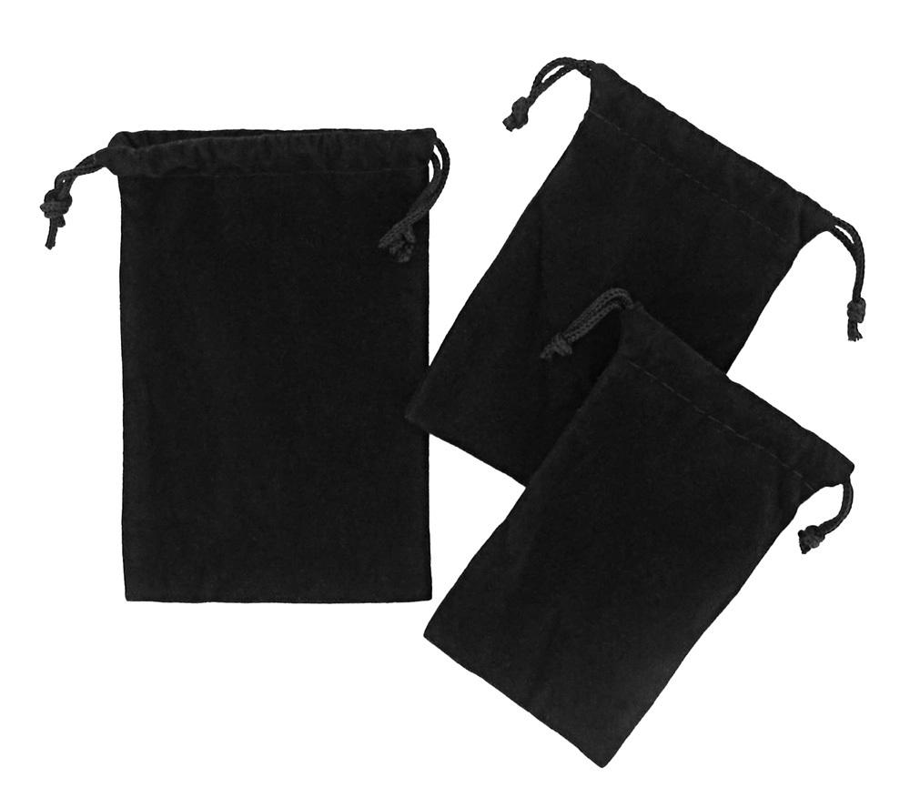 Zamatové vrecká na erotické pomôcky 3 ks čierne