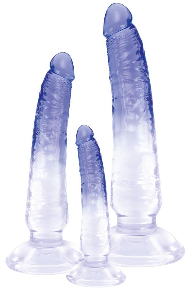 Crystal Clear anal trainer dildo set 3 pcs transparent-blue