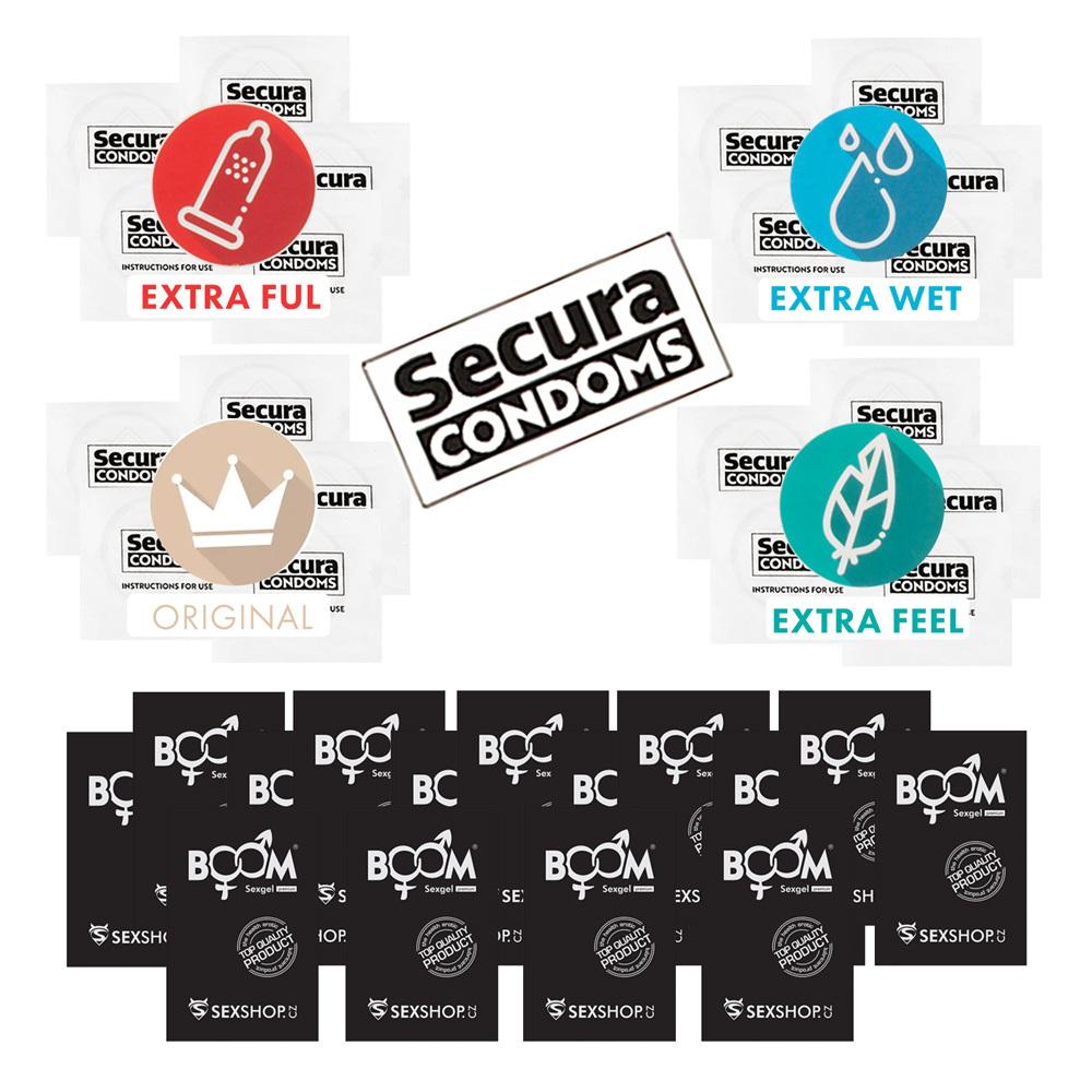 Sada kondómy Secura 20 ks a vzorky Sexgel 15 ks
