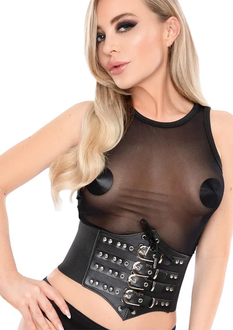 Kinky Diva Korzetový pás s viazaním a prackami