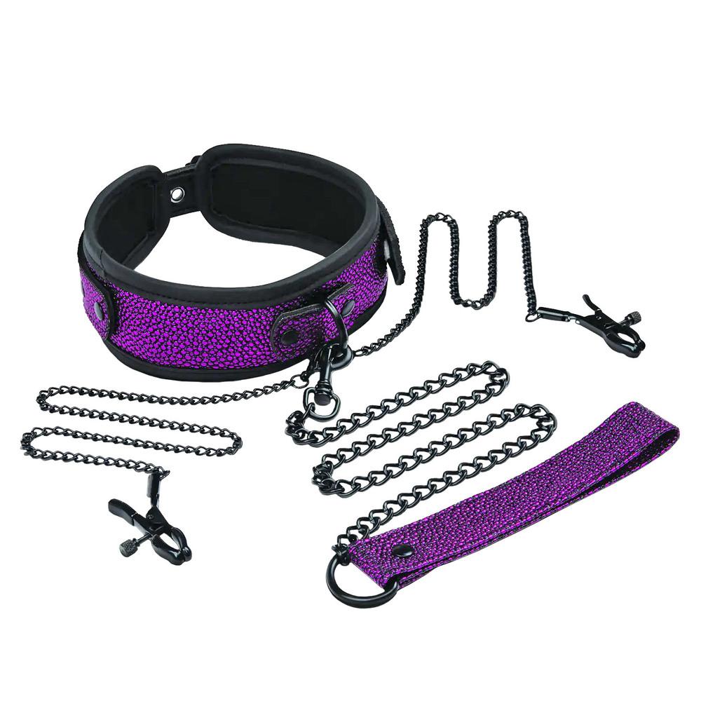 Whipsmart dragon´s lair obojok s vodítkom a svorkami na bradavky