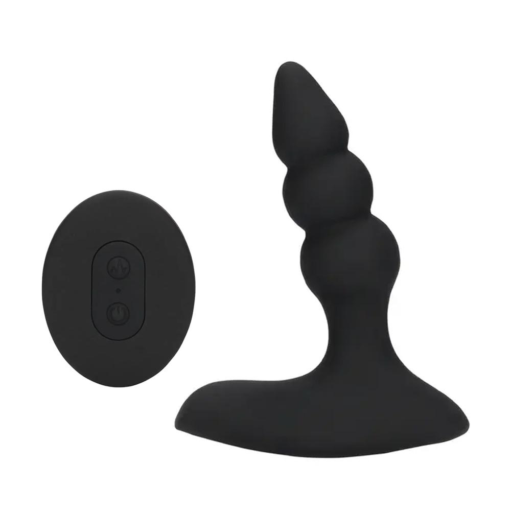 Loveline Beaded vibračný análny kolík s diaľkovým ovládačom - čierny