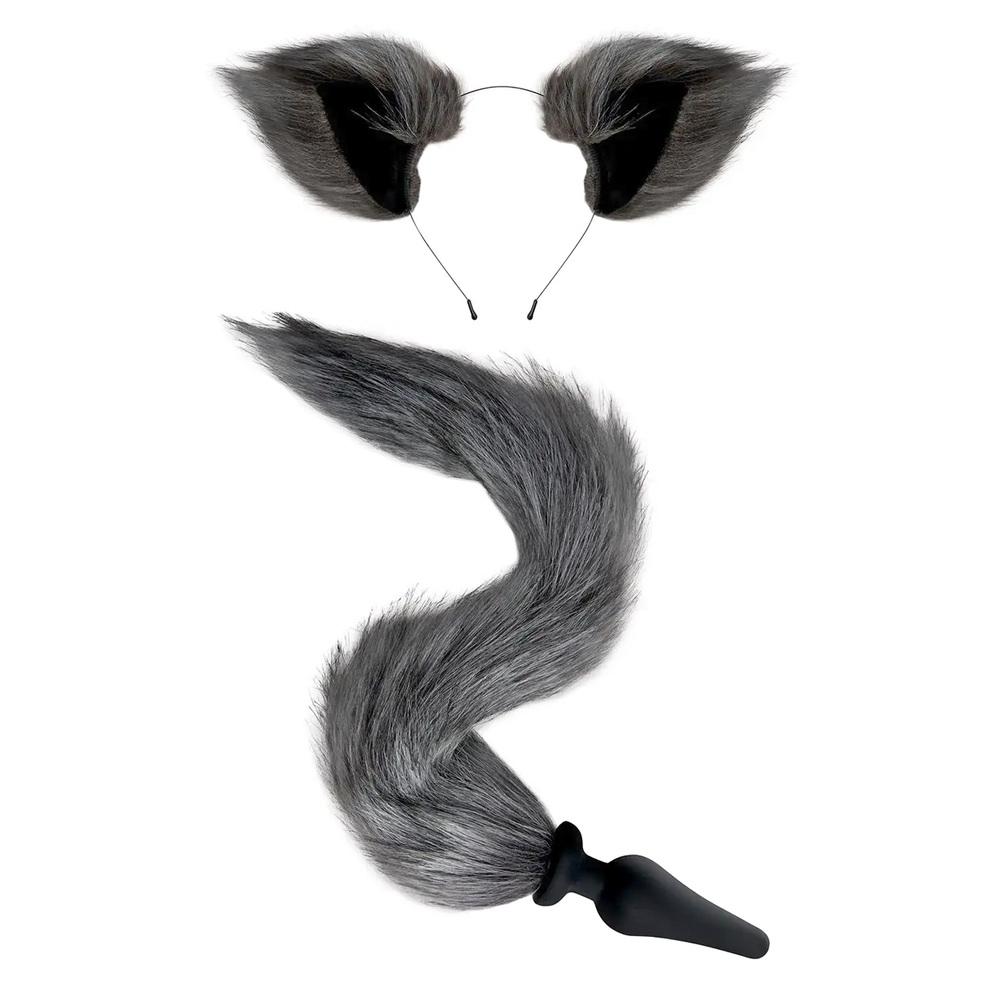 Whipsmart Análny kolík s chvostom a čelenkou s uškami