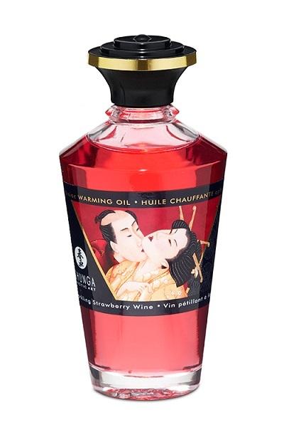 Shunga Hrejivý masážny olej s afrodiziakmi - jahody/šampanské 100 ml