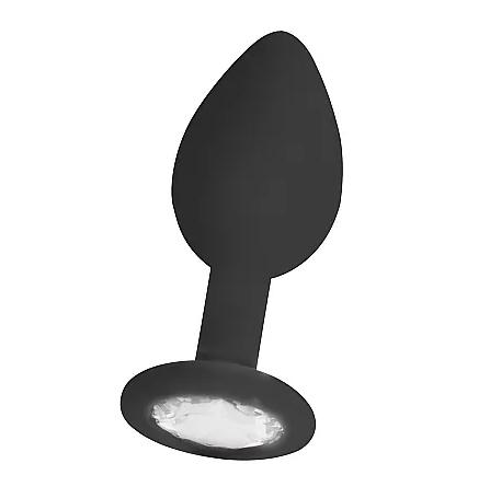 Diamond Silikónový análny kolík s kamienkom S - čierny