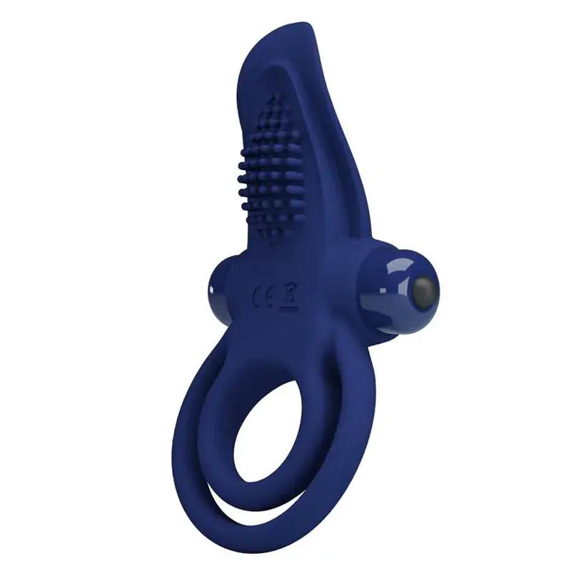 Pretty Love Bronson double vibračný erekčný krúžok - modrý