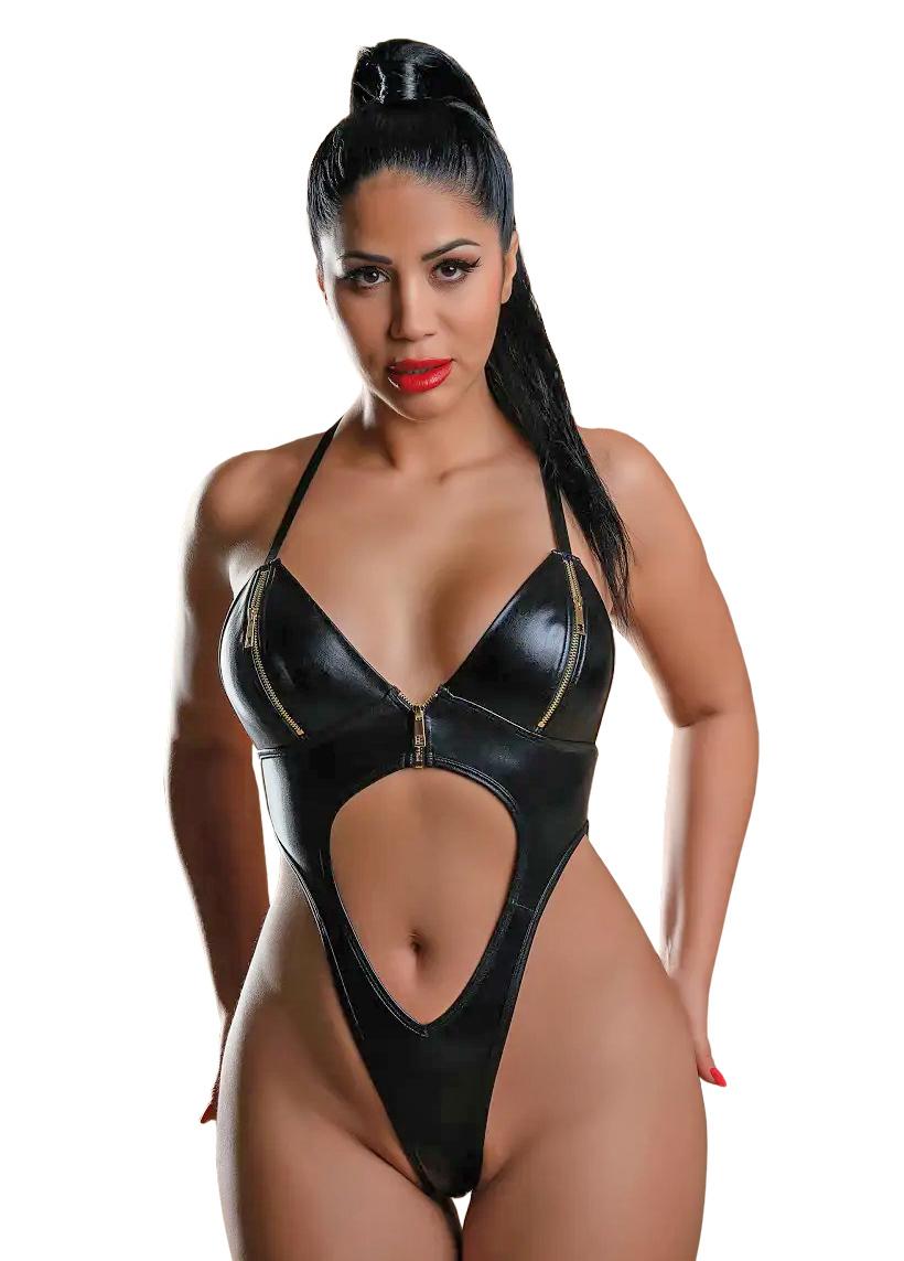 Daring Wetlook Bodysuit with Zipper, dámske body so zipsom