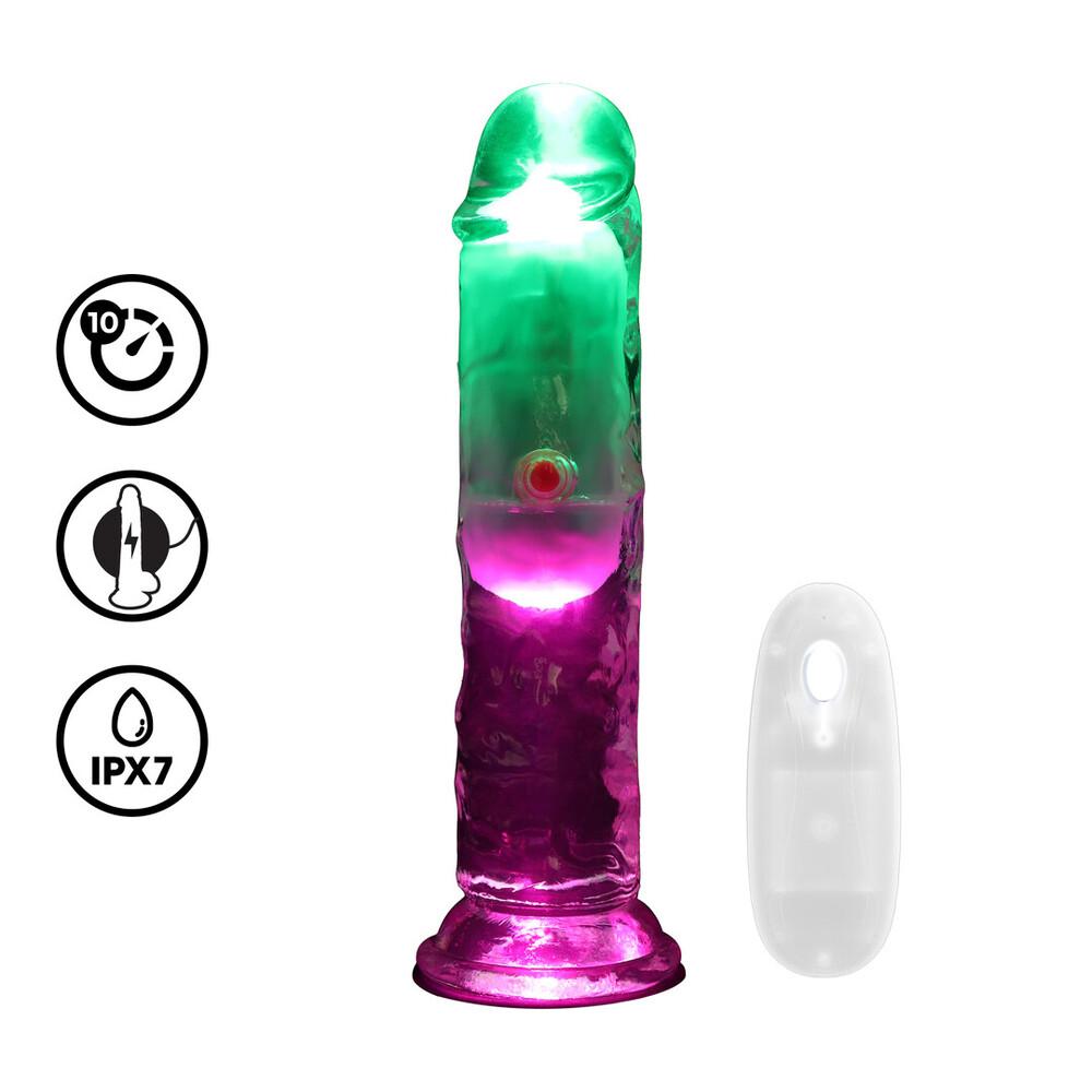 RealRock LED svietiace vibračné dildo 15 cm