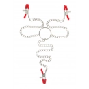 Svorky a prísavky na bradavky - BASIC X škripce na bradavky a klitoris červené