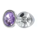 Análne šperky - BASIC X Tommy kovový análny kolík s fialovým  kamienkom