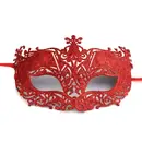 Masky, chmýří - Karnevalová maska Plastová čipka s flitrami červená
