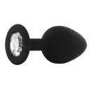 Análne šperky - BASIC X ShinyBlack - silikónový análny kolík s kamienkom S