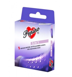 Kondómy vrúbkované a s výstupkami - Pepino kondómy 3v1 - 3 ks