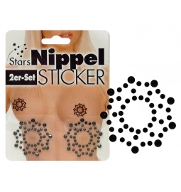 Erotické šperky - Nipple Stickers Stars Ozdoby na bradavky - čierne