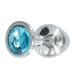 Análne šperky - BASIC X Tommy kovový análny kolík s modrým kamienkom