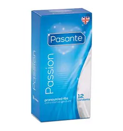 Kondómy vrúbkované a s výstupkami - Pasante kondómy Passion - 12 ks