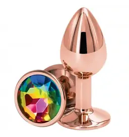 Análne šperky - Rear análny kolík rosegold dúhový kamienok S