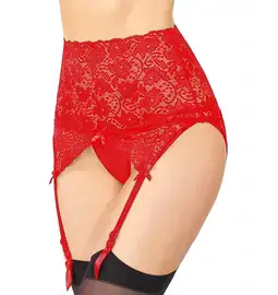 Erotické podväzky - Wanita Gloria podväzkový pás a tanga nohavičky červené - wanP5159-2-S - S