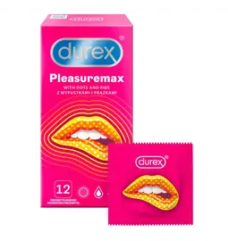 Kondómy vrúbkované a s výstupkami - DUREX kondómy Pleasuremax 12 ks
