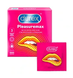 Kondómy vrúbkované a s výstupkami - DUREX kondómy Pleasuremax 3 ks