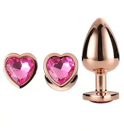 Análne šperky - Gleaming Love Set análnych kolíkov rosegold ružové srdce 3ks