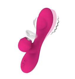 Multifunkčné vibrátory - Romant Flap vibrátor rabbit s poklepom a tlakovým stimulátorom na klitoris ružový