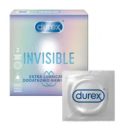 Kondómy s extra lubrikáciou - Durex kondómy Invisible Extra Lubricated 3 ks
