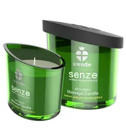 Masážne sviečky - SENZE Povzbudzujúca masážna sviečka - citrón, korenie, eukalyptus 50ml